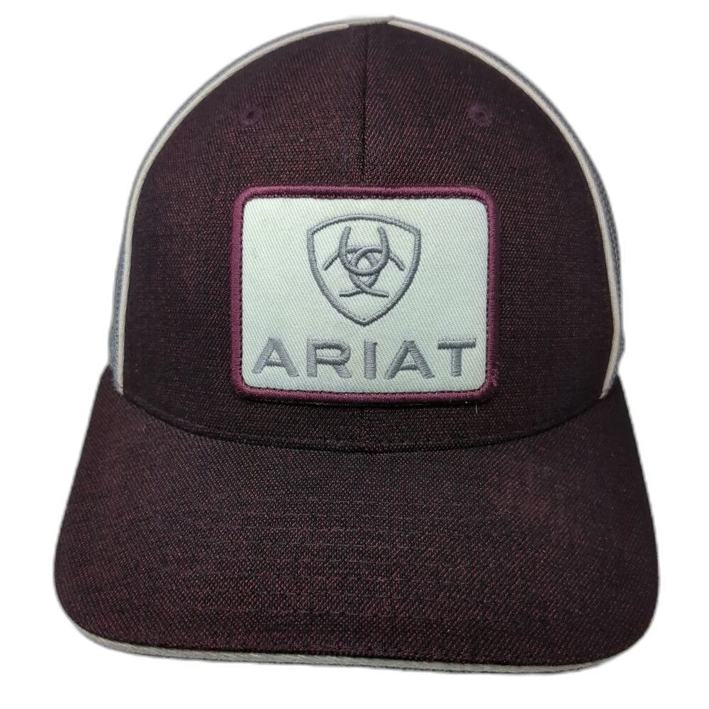 Ariat Trucker Hat Red Gray One Size Mesh Back Patch Flexfit 110 Snapback Logo